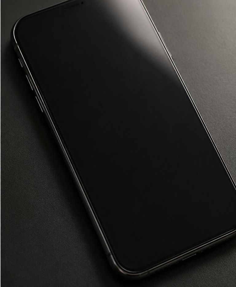 The same screen after one wipe, clean and reflective